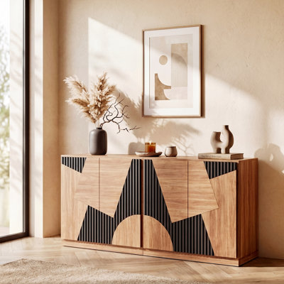 66" Modular Sideboard for TV up to 75", Camel & Espresso Black