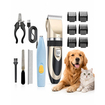 Fido Fave Low Noise Rechargeable Cordless Electric Quiet Pet Hair Clippers & Paw Trimmer Set