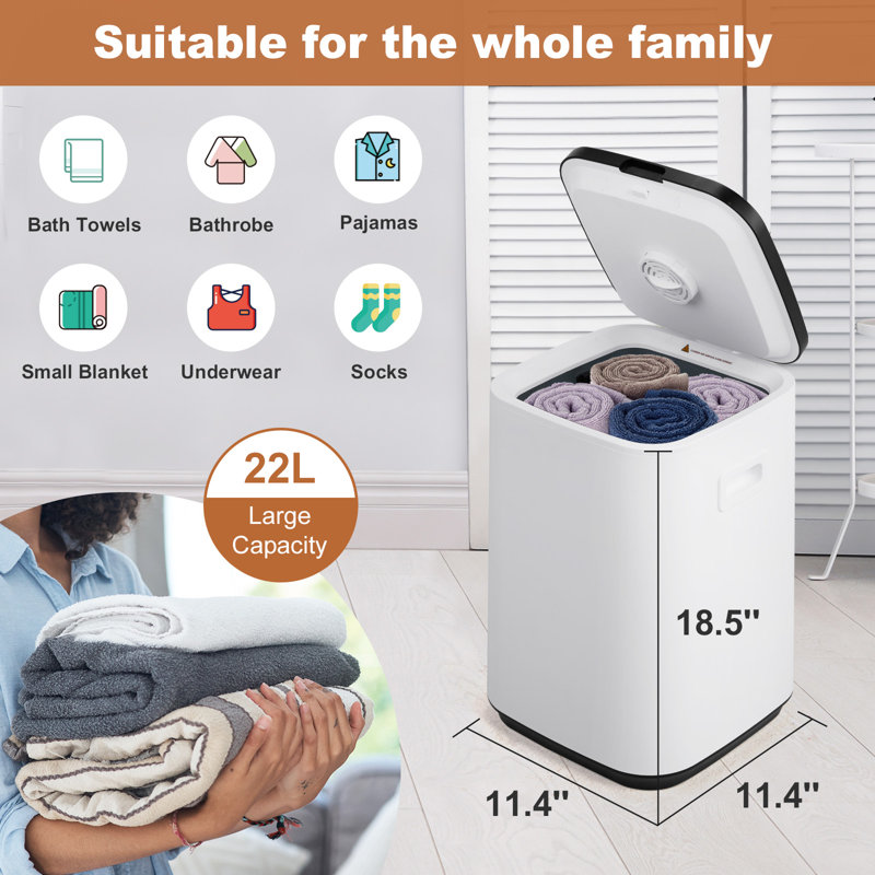 Chauffe-serviettes électrique 22L avec 3 réglages de minuterie et indication DEL en blanc