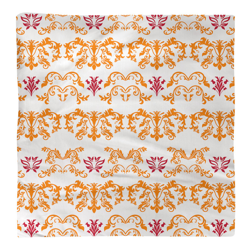 Damask Square Napkin, Orange/White/Red, Cotton, 10" W x 10" L
