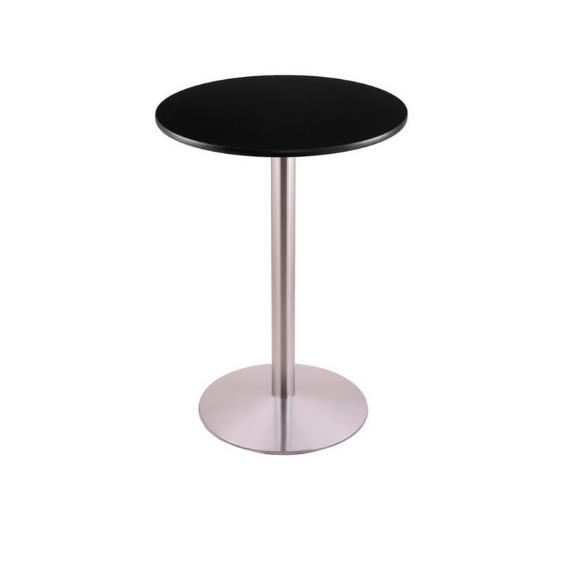 Table à piédestal à hauteur de bar, Diamètre de 24 po, Acier inoxydable, Noir, noir, noir, noir