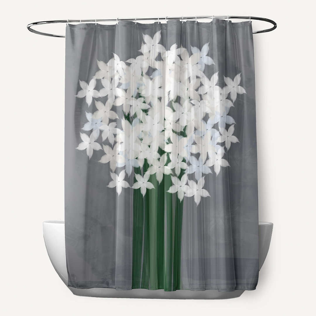 Paperwhites Floral Print Single Shower Curtain August Grove® 