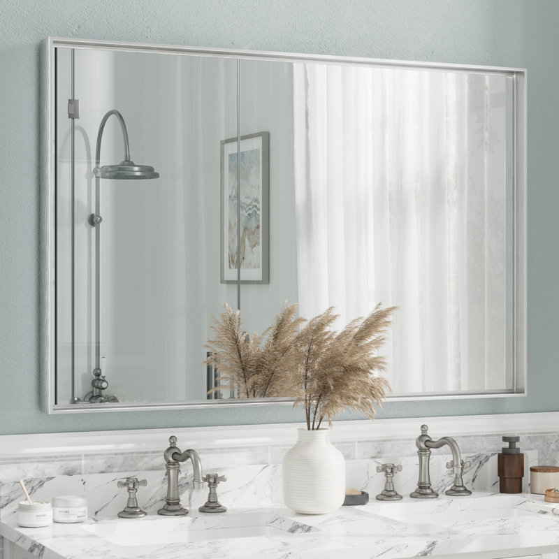 Miroir mural Aevar, 48 po x 32 po, Argent brossé