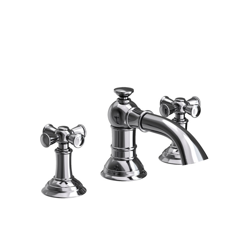 Aylesbury Widespread Bathroom Faucet with Drain Assembly, Midnight Chrome