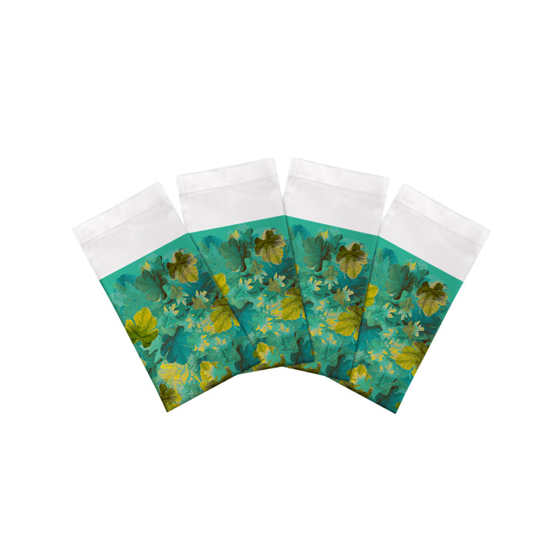 Fallen Leaves Cotton Sateen Dinner Napkins, Peacock