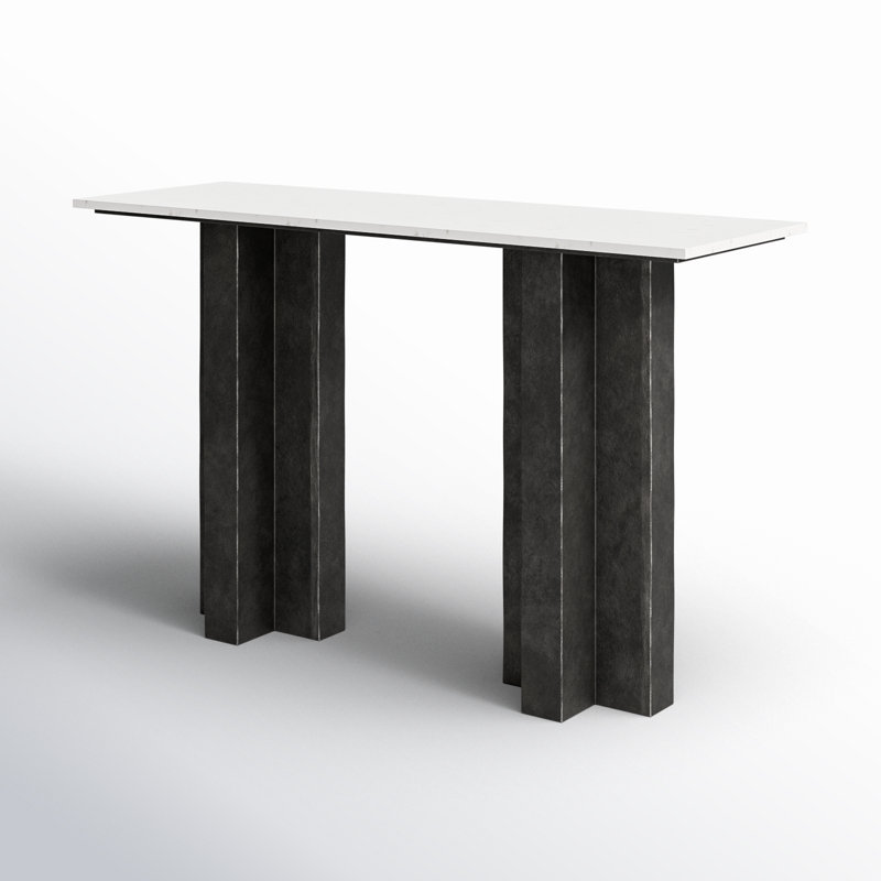 Terrell 51'' W Marble Console Table, White/Neutral