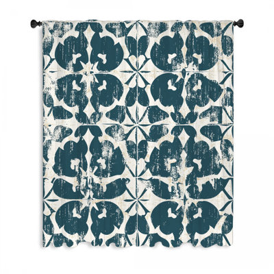 Tile Window Curtains, Floral Blockout & Sheer Curtains - 1 Panel
