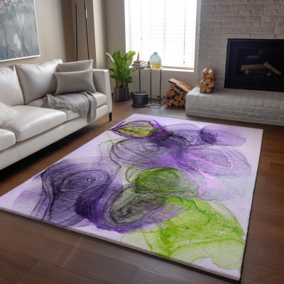 Premium Machine Washable Cerrito AMF513 Purple Rug