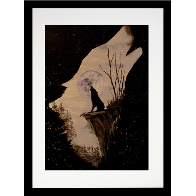 Loup qui crie à la lune par Ed Capeau - Peinture sur toile