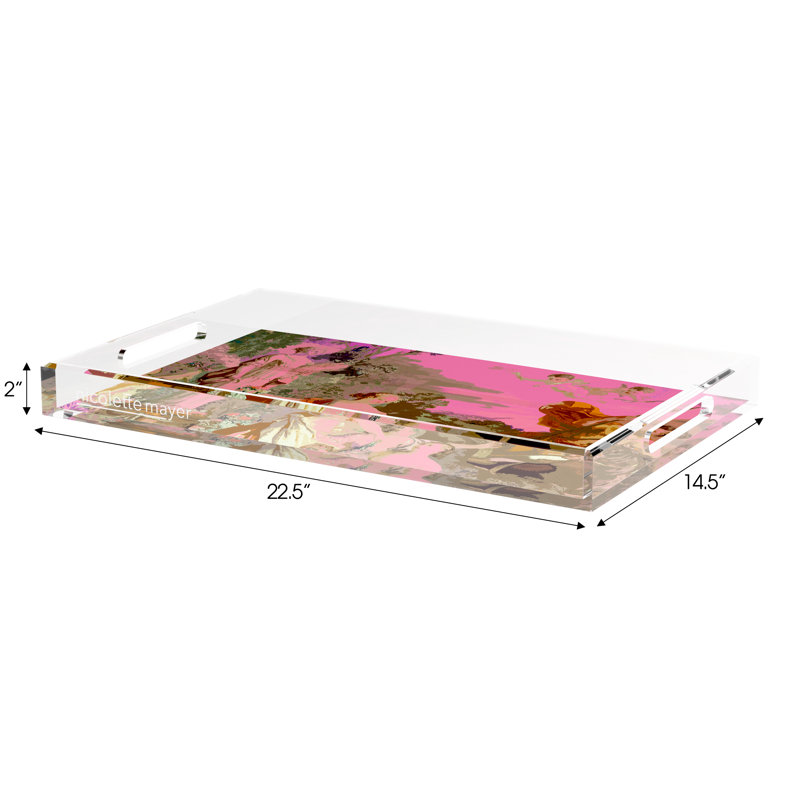 Cyprus Picnic Acrylic Rectangle Decorative Tray, 22.5"W x 14.5"D x 2"H, Pop Pink