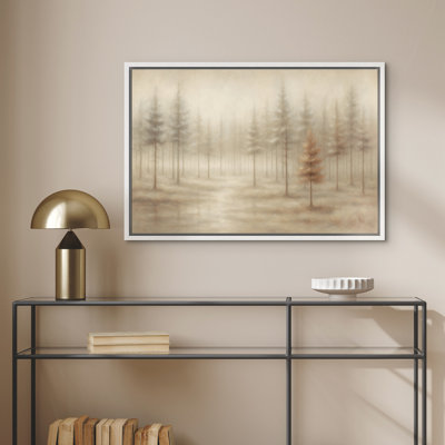 «Misty Pine Forest», art mural sur toile, paysage neutre et tranquille