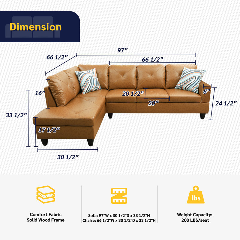 Alsa 2 - Piece Vegan Leather Sectional, Left Hand Facing