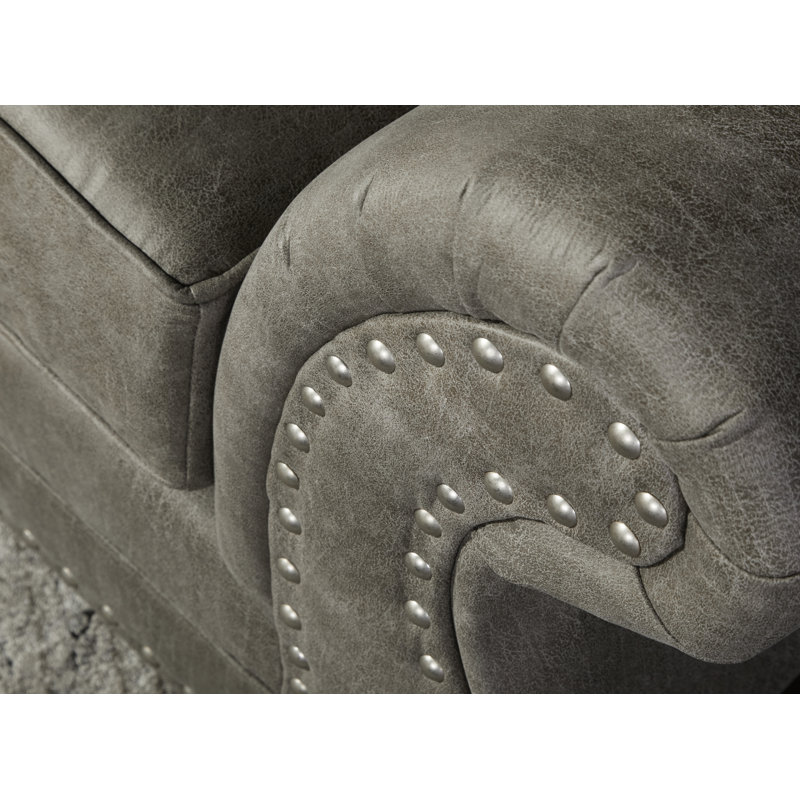 Claycomb 69'' Faux Leather Loveseat, Goliath Mica