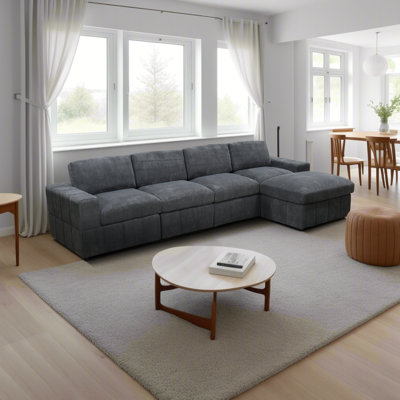 Canapé modulaire à accoudoirs carrés de 138 po Miervaldis