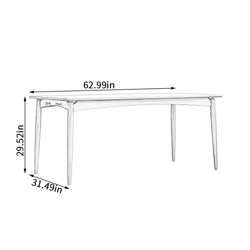 Black walnut utility rectangular dining table, L 31,49 po x L 62,99 po