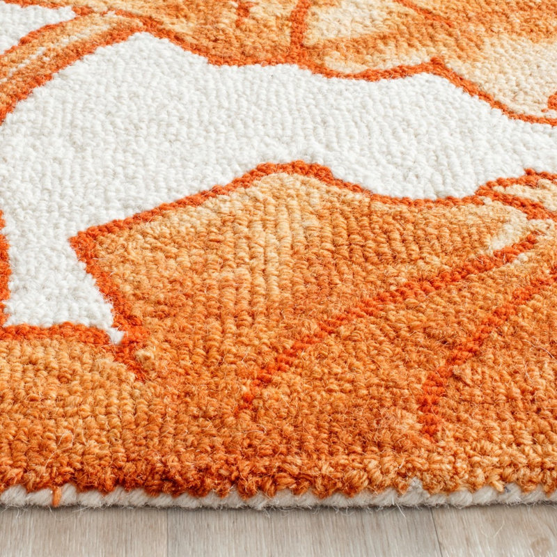 Coleman Hand Tufted Wool/Cotton Floral Rug in Ivory/Orange, Runner 2'3" x 6'