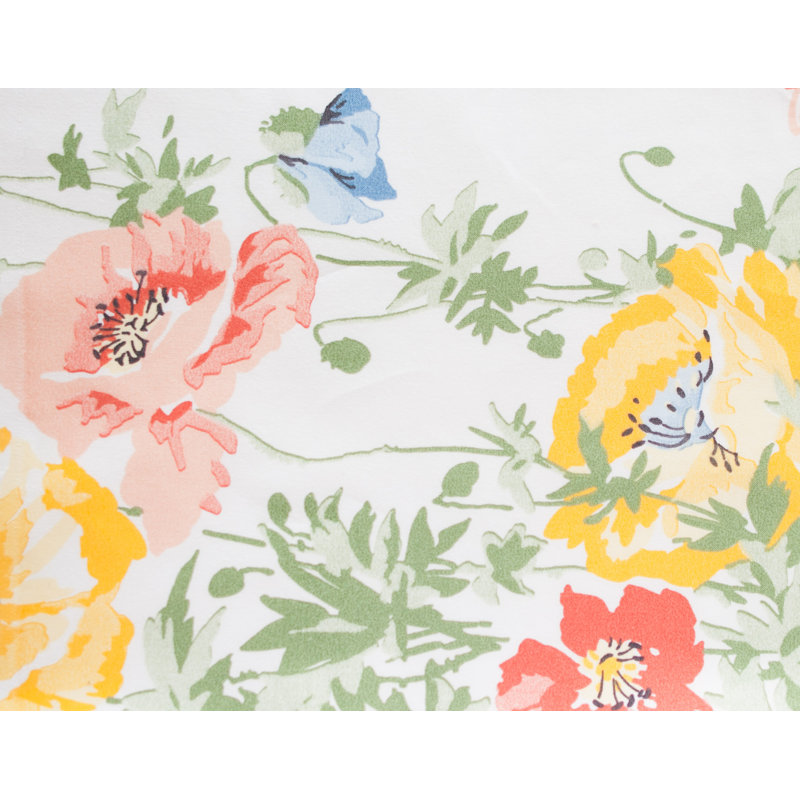 Poppies Cotton Farmhouse Duvet Cover Set, Twin Duvet Cover + 1 Sham