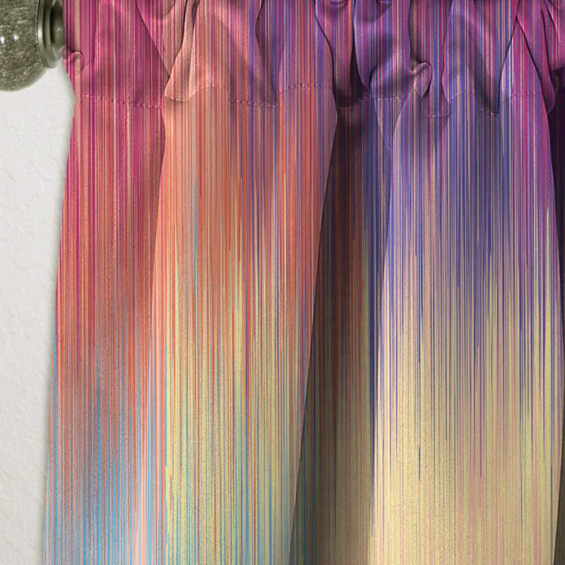 Rideau occultant moderne à motif grunge à rayures multicolores, L 52 po x L 108 po