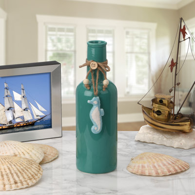 Vase en porcelaine avec hippocampe 9 "Beachcrest Home ™