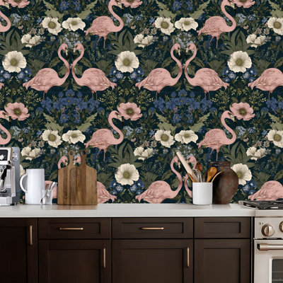 Papier peint autocollant à motif floral rétro à motif floral foncé à motif de contact foncé amovible auto-adhésif pour armoires de cuisine de chambre à coucher 24 po x 118 po