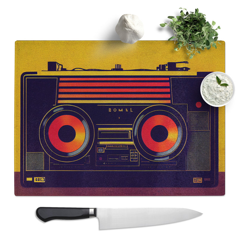 Retro Boombox Art Vol.1  Glass Chopping Board
