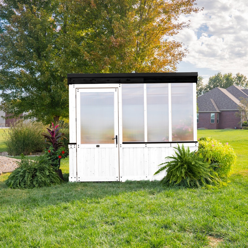 Willow White and Black Cedar Greenhouse with Hinged Door