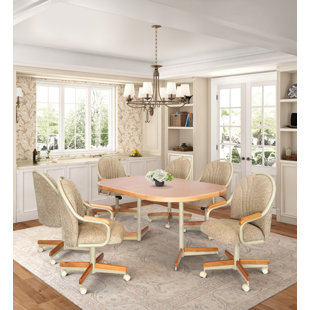 7-Piece Extendable Double-Pedestal Caster Dining Set