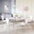 Modern 70" Marble Dining Table Set, Elegant White Faux Marble Top And Stainless Steel Legs, High-Back Petal Design Pu Leather Chairs-187730761-187730764