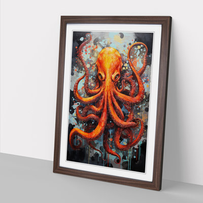 Octopus Modern - Single Picture Frame Print on Wood
