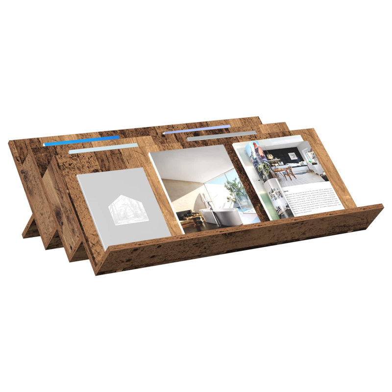 Wood Free Standing Magazine Rack, Dark Brown