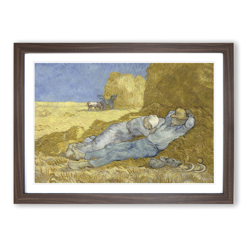 The Siesta by Vincent Van Gogh - Picture Frame Painting, Walnut Framed, 27cm H x 36cm W x 2cm D