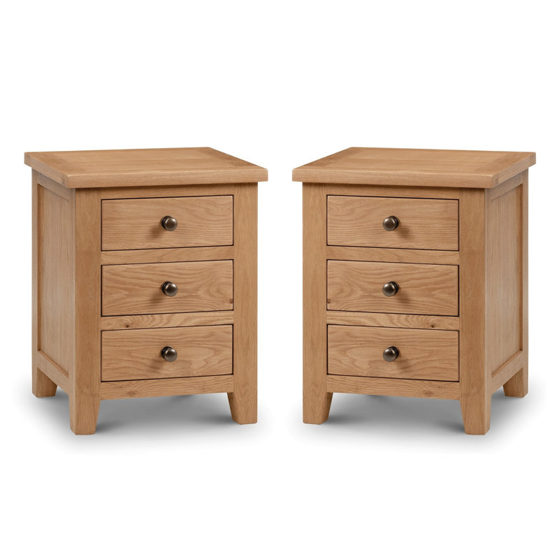 North Castle 48 cm W Solid Wood Bedside Table