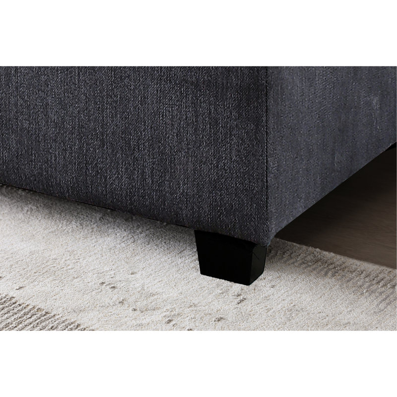 Canapé d'angle 5 places en lin gris avec méridienne convertible et réversible, modulable, idéal pour un appartement.