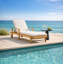 Chaise longue d'extérieur en bois d'eucalyptus de 78,7 po Capella, coussin inclus-925157379