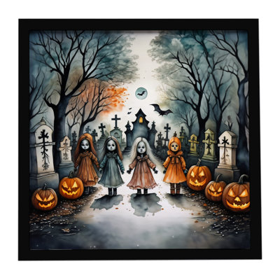 «Creepy Dolls Spooky Halloween», reproduction d'art encadrée
