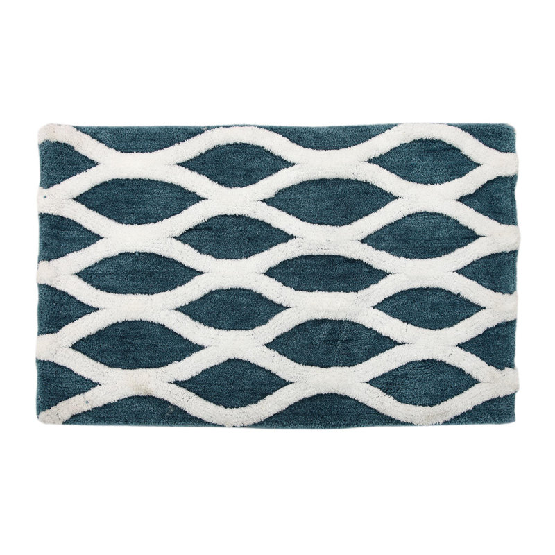 Yamada Non-Slip Bath Rug, Aqua Blue