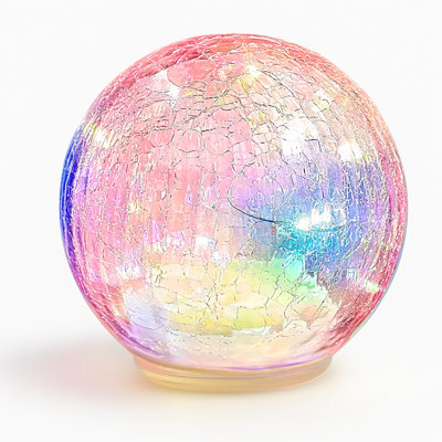 Lampe globe Crackle, orbe en verre éclairé pour décoration de Noël, boule de verre au mercure doré, veilleuse, anniversaire, Halloween, Noël, centre de table-cadeau décoratif pour le salon