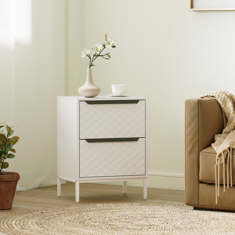 40cm W Bedside Table, White