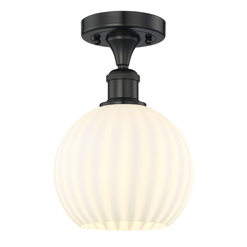 Edison - Adriao - 1 Light Semi-Flush Mount - Adriao Shade, 10.13" H x 8" W x 8" D, Matte Black