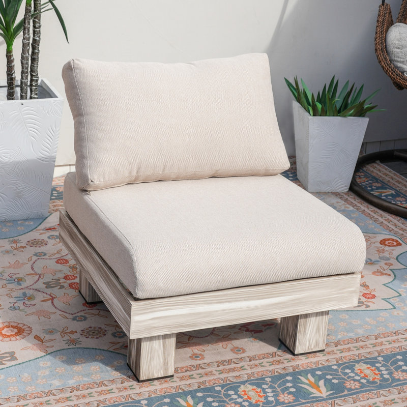 Armless Aluminum Outdoor Sofa Chair – Modern Minimalist Design With Cushions