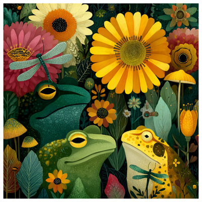 Grenouille et libellule, scène, literie, grenouilles, couvre-lit, animaux