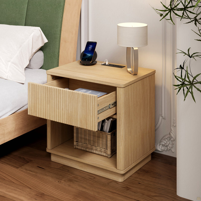 Table de chevet avec prise et port USB, table de chevet avec station de charge et tiroir de rangement
