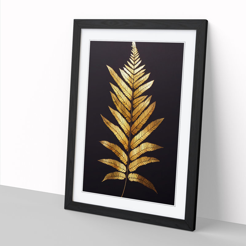 Bazartete Fern Leaf Classic Art Vol.2 - Picture Frame Print, 46cm H x 34cm W x 2cm D, Oak