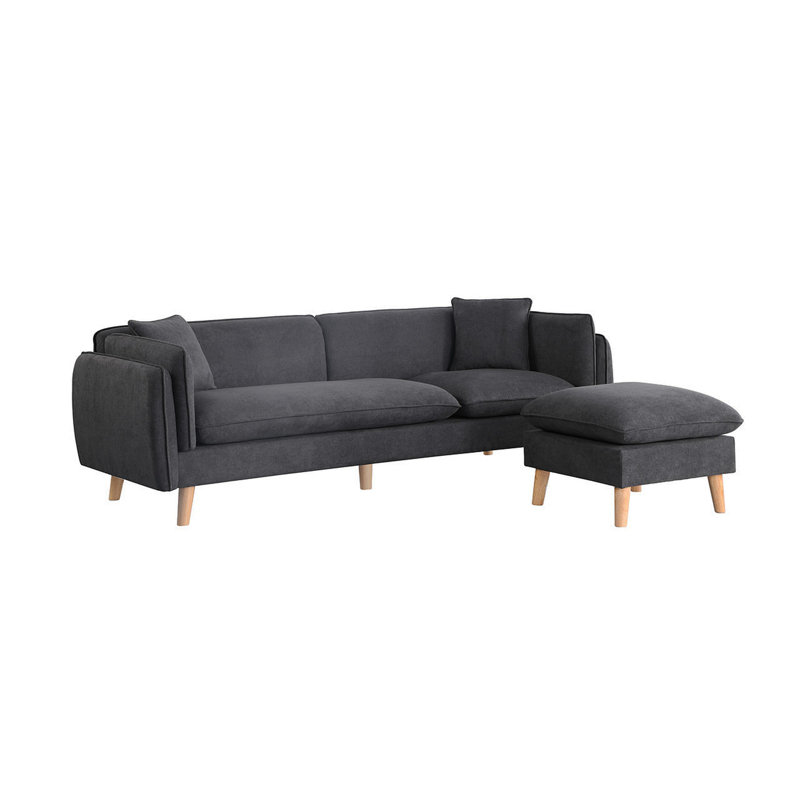Brando 86.5"W Dark Gray Fabric Sectional Sofa Chaise