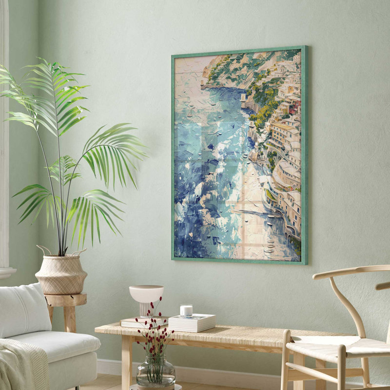 «Positano Sunset Serenade», reproduction d'art encadrée sur papier par Azure Artisanal Studio, Citronnelle