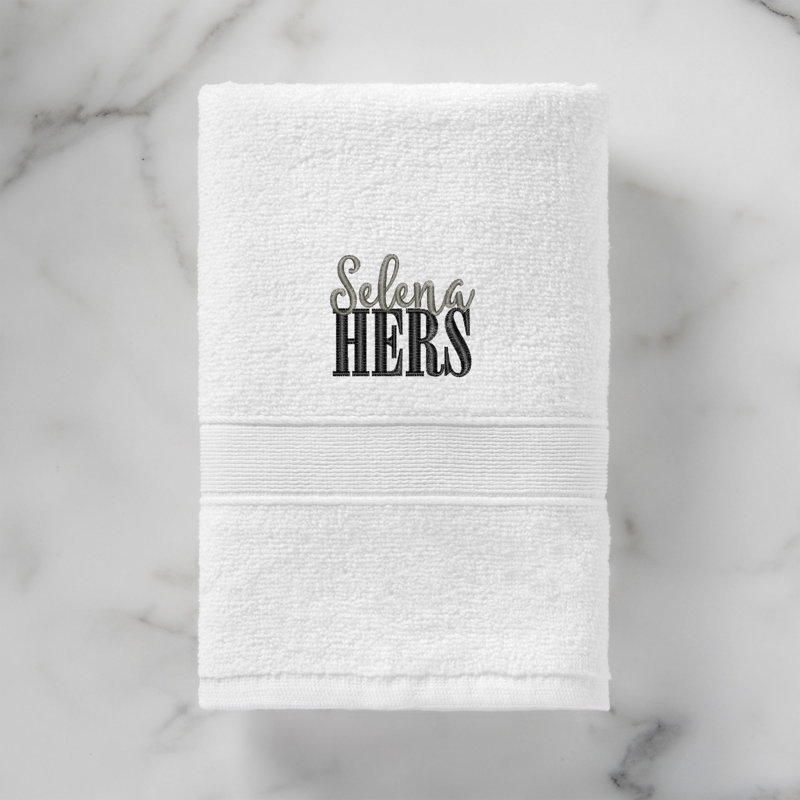 Serviette de bain brodée 100% coton de luxe, Blanc