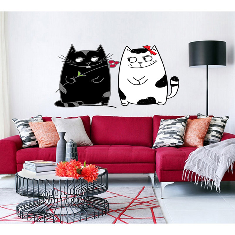 Décalcomanie murale chatons amour d’amour, H 7 po x l 14 po