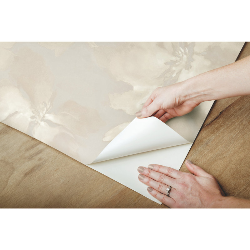 Floral Peel & Stick Wallpaper Roll, Brown