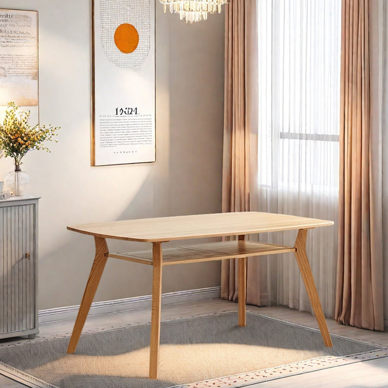 Simple Household Oak Double-layer Dining Table, 29.52"H x 62.99"L x 35.43"W