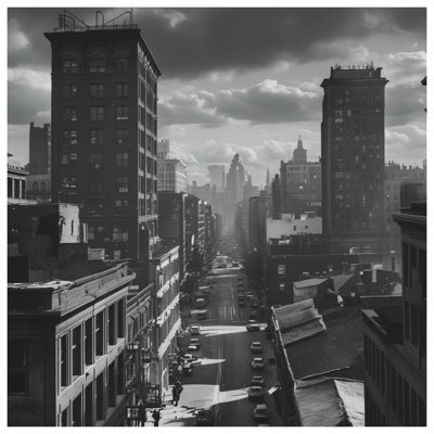 Tapisserie murale noire «Cityscape»
